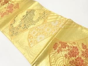 扇に几帳・花古典柄模様織出し袋帯